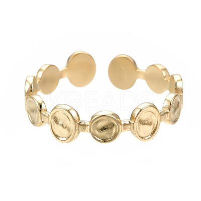 304 Stainless Steel Flat Round Open Cuff Ring RJEW-T023-65G-1