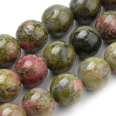 Natural Unakite Beads Strands X-G-S259-14-8mm-1