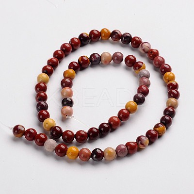 Round Natural Mookaite Gemstone Bead Strands G-J333-06-6mm-1