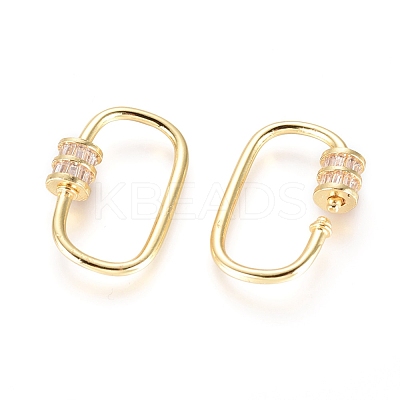 Brass Micro Pave Cubic Zirconia Screw Carabiner Lock Charms LS-KK-I657-17G-1