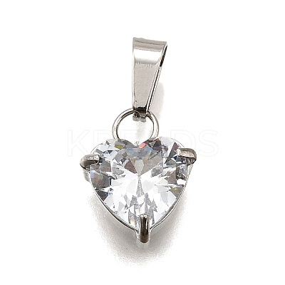 304 Stainless Steel Micro Pave Cubic Zirconia Pendants STAS-B086-13P-04-1