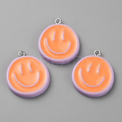 Opaque Resin Enamel Pendants RESI-WH0036-20E-1