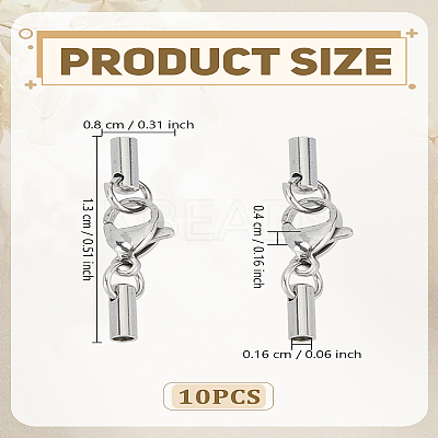 10 Sets 304 Stainless Steel Lobster Claw Clasps STAS-LP0005-14-1