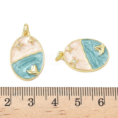 Brass Micro Pave Clear Cubic Zirconia Enamel Pendants KK-G536-23G-1