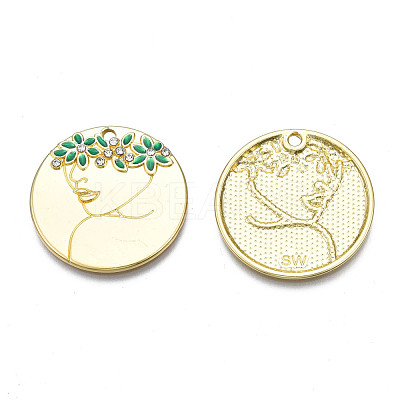 Rack Plating Alloy Enamel Pendants PALLOY-T077-158-RS-1