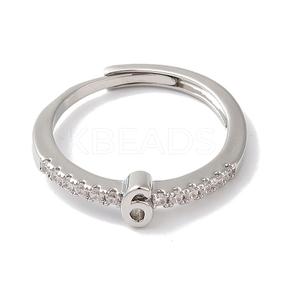 Rack Plating Brass Clear Cubic Zirconia Number 6 Adjustable Rings for Women RJEW-S407-09P-06-1