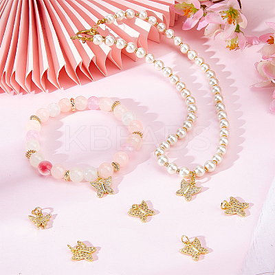 6Pcs Brass Micro Pave Cubic Zirconia Charms KK-BBC0016-80A-1