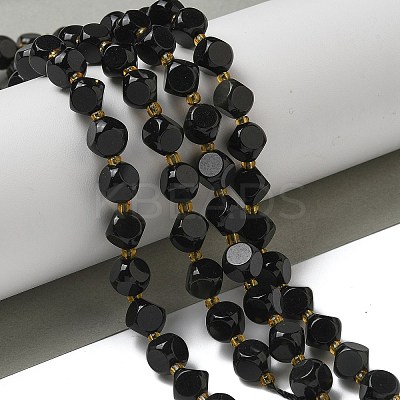 Natural Black Onyx(Dyed & Heated) Beads Strands G-K387-A03-02-1