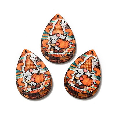Single Face Printed Wood Big Pendants WOOD-H102-04A-1