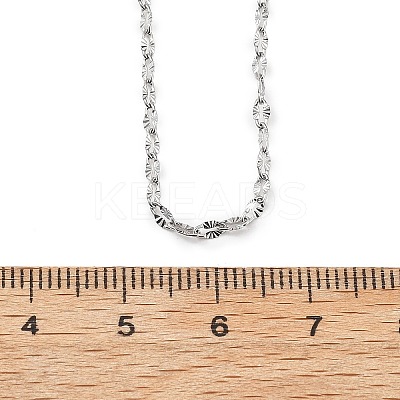 2MM 304 Stainless Steel Textured Dapped Chain Necklaces NJEW-T016-14P-1
