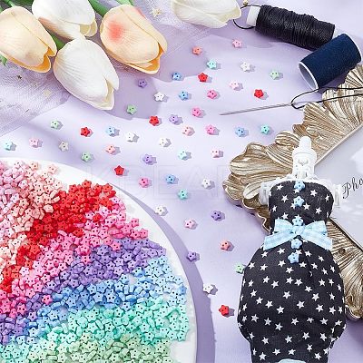 240Pcs 12 Colors 2-Hole Frosted Mini Resin Buttons Sets BUTT-NB0001-62-1