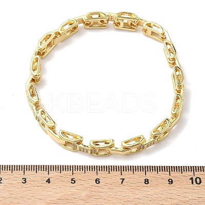 Clear Cubic Zirconia Rectangle Link Chains Bracelet BJEW-G773-03G-1