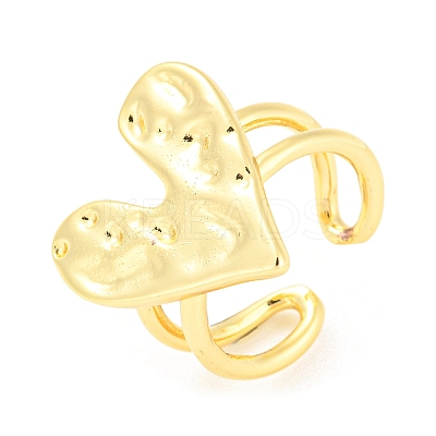 Brass Heart Open Cuff Rings RJEW-Q781-13G-1
