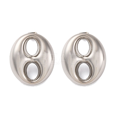Oval 304 Stainless Steel Stud Earrings EJEW-A125-79B-P-1