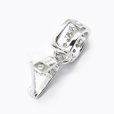 Anti-Tarnish Rhodium Plated 925 Sterling Silver Micro Pave Cubic Zirconia Pendant Bails X-STER-P034-43P-1