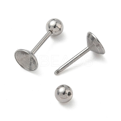 304 Stainless Steel Stud Earring Findings STAS-U056-04B-P-1