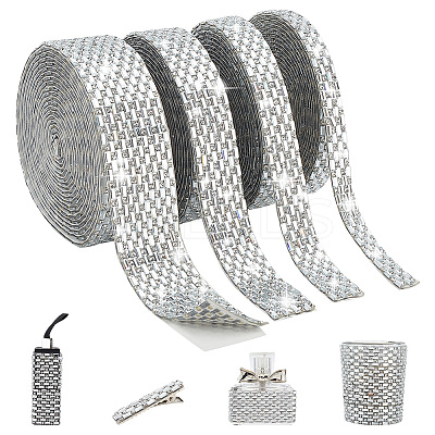 4 Rolls 4 Style Glass Self Adhesive Hotfix Rhinestone Ribbon Trimming DIY-PH0013-85-1