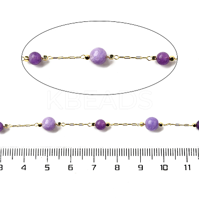 Handmade Natural Amethyst & Dyed White Jade Round Beaded Chains CHC-F020-01G-01-1