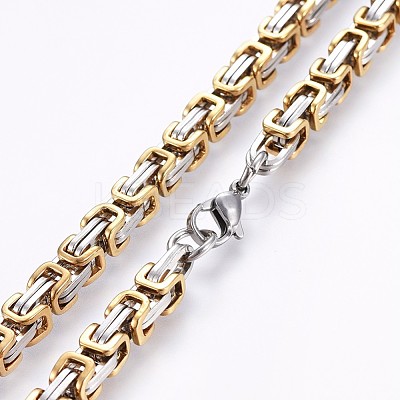 201 Stainless Steel Byzantine Chain Necklaces NJEW-O102-17GP-1