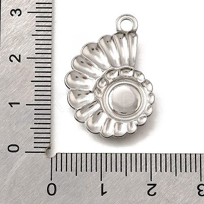 304 Stainless Steel Pave Natural White Shell Pendants STAS-C122-21C-02P-1