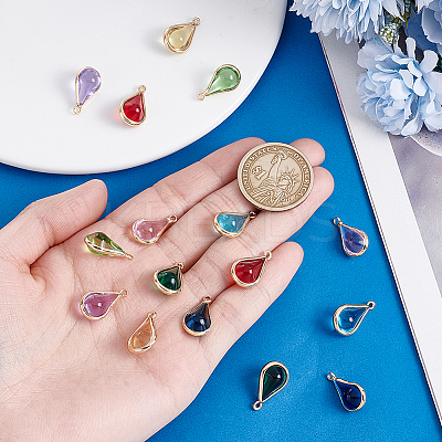 16Pcs 8 Colors Glass Gourd Pendants KK-PH0013-31-1