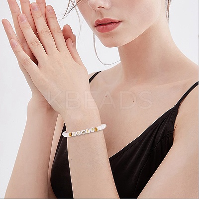 12Pcs 12 Style Handmade Polymer Clay Heisih Beaded Stretch Bracelets Set with Shell Starfish Charm BJEW-SW00035-1