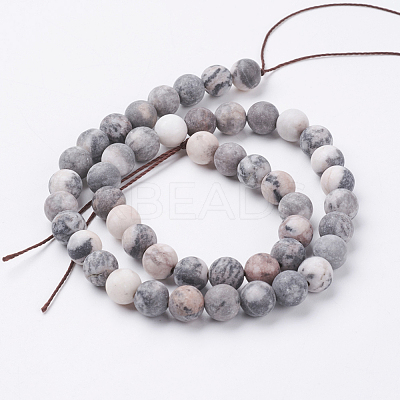 Natural Pink Zebra Jasper Beads Strands G-J376-46F-4mm-1