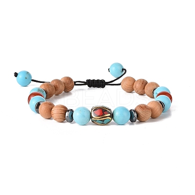 Wooden Braided Bead Bracelets Sets BJEW-JB09066-1