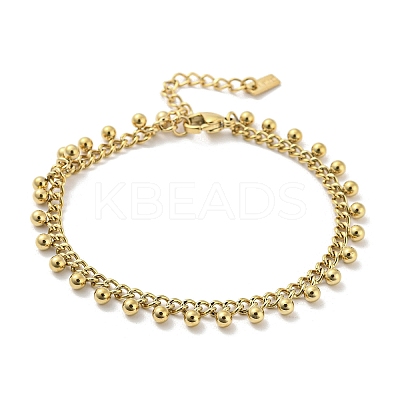 304 Stainless Steel Round Ball Charms Link Chain Bracelets BJEW-G686-05G-1