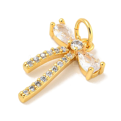 Rack Plating Brass Micro Pave Clear Cubic Zirconia Pendants KK-B093-01C-G-1