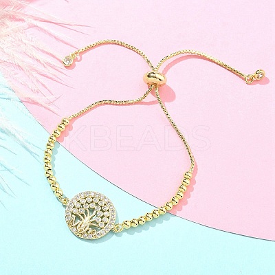 Mother's Day Brass Micro Pave Cubic Zirconia Silder Bracelets for Women LS-BJEW-S158-01G-B-1