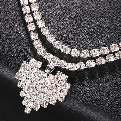 Alloy Full Crystal Rhinestone Heart Charm Double Layer Waist Chain WG7517E-04-1