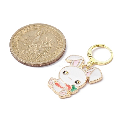 Easter Rabbit Alloy Enamel Pendant Decoration HJEW-JM01310-01-1