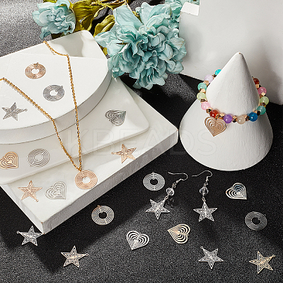 48Pcs 3 Style 2 Colors Brass Pendants & Links KKC-SC0001-03-1