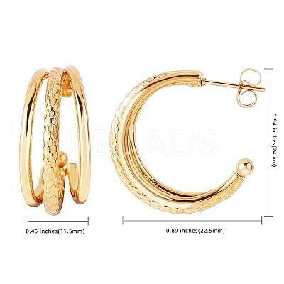 Stainless Steel Triple Line Claw Stud Earrings for Women JE1104A-1