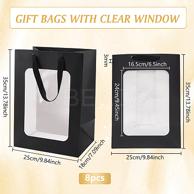 Paper Visible Window Gift Bags with Rope Handles ABAG-WH0040-14A-1