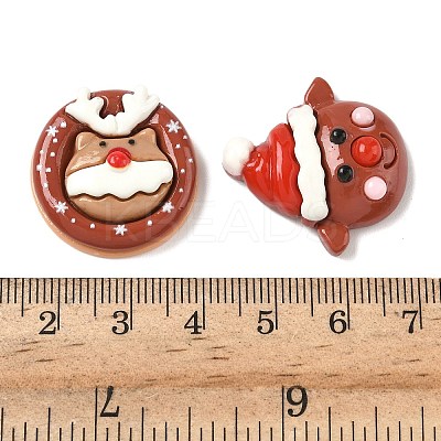 Santa Claus & Tree & Deer Christmas Theme Opaque Resin Cabochons RESI-B037-03-1