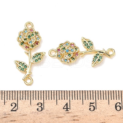 Brass Pave Colorful Cubic Zirconia Connector Charms KK-L253-21G-02-1