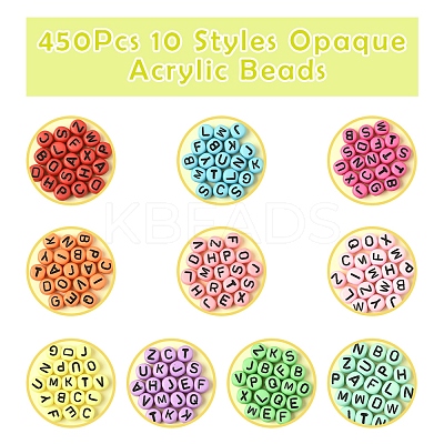 450Pcs 10 Styles Opaque Acrylic Beads OACR-FS0004-02-1