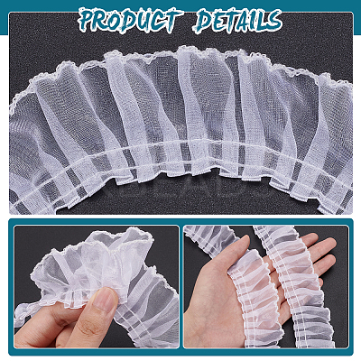 8 Yards Polyester Pleated Lace Trim OCOR-WH0080-87C-1