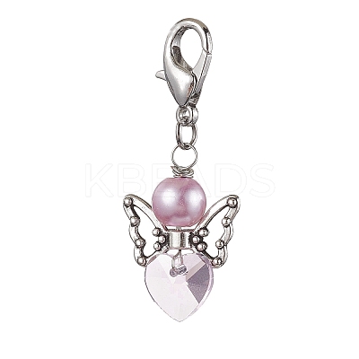 Heart Angel Glass Pendant Decoration HJEW-JM01980-02-1