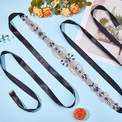Flower Full Crystal & Montana Rhinestone Handmade Bridal Belts for Wedding Dresses AJEW-WH20006-233A-01-1