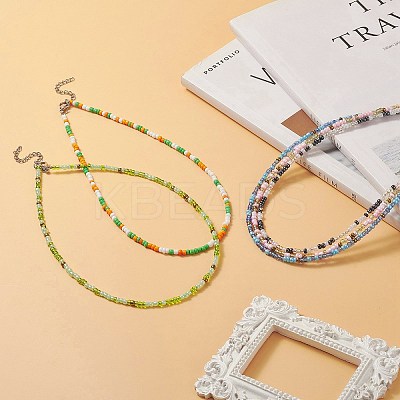 Glass Seed Beaded Two Loops Wrap Bracelet for Women BJEW-JB09216-1