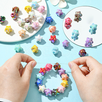 50Pcs UV Plating Plastic Beads SACR-CJ0001-69-1