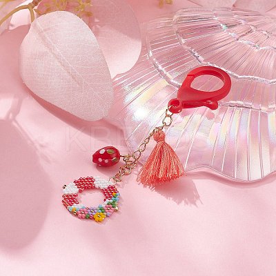 Handmade Loom Pattern Seed Beads Pendant Decorations HJEW-MZ00008-1