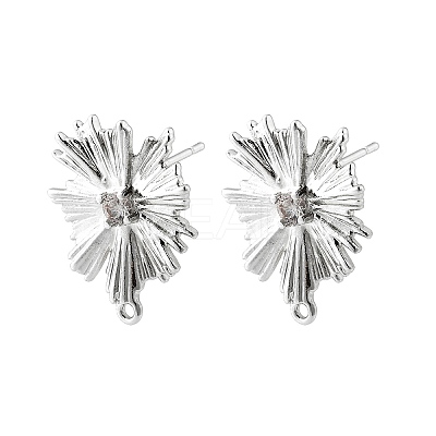 Brass Micro Pave Cubic Zirconia Stud Earring Findings KK-K371-39P-1