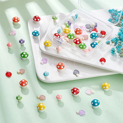 60Pcs Mushroom Resin Home Ornaments & Cabochons DJEW-OC0001-10-1