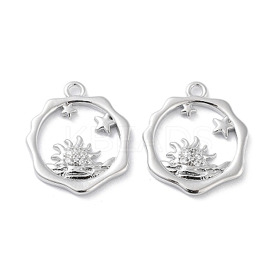 Brass Micro Pave Clear Cubic Zirconia Pendants KK-F871-38P-1