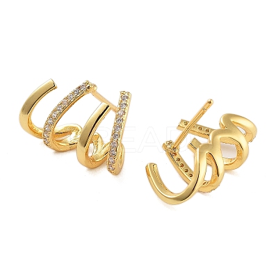 Rack Plating Claw Brass Clip-on Earrings EJEW-N055-43G-RS-1