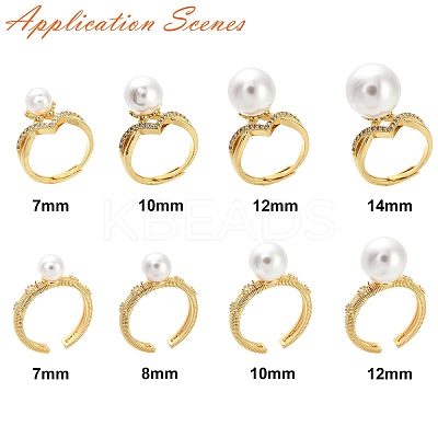 Brass Pave Clear Cubic Zirconia Open Cuff Ring Settings KK-K398-11G-1